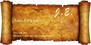 Jon Ervin névjegykártya